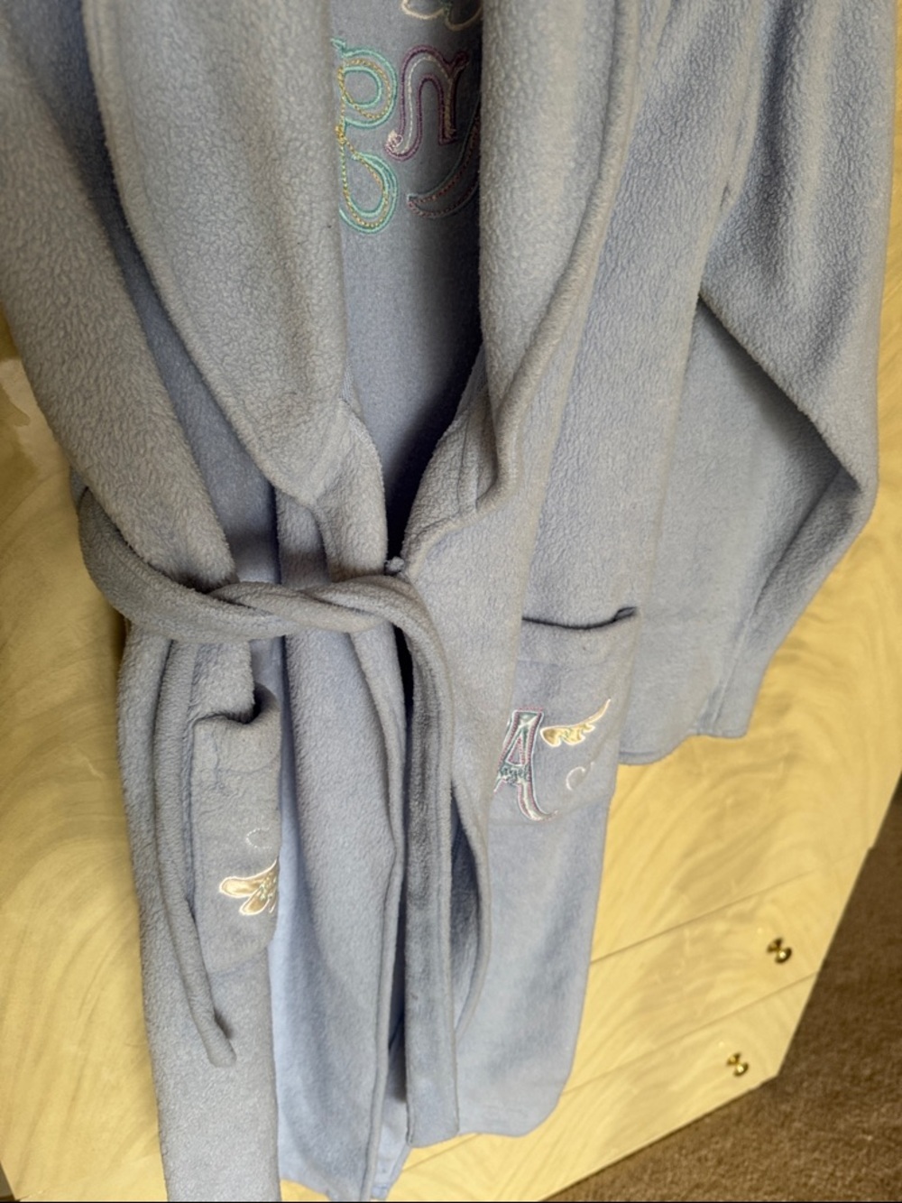 Light Blue Embroidered Fleece Robe - Picture 3 of 6